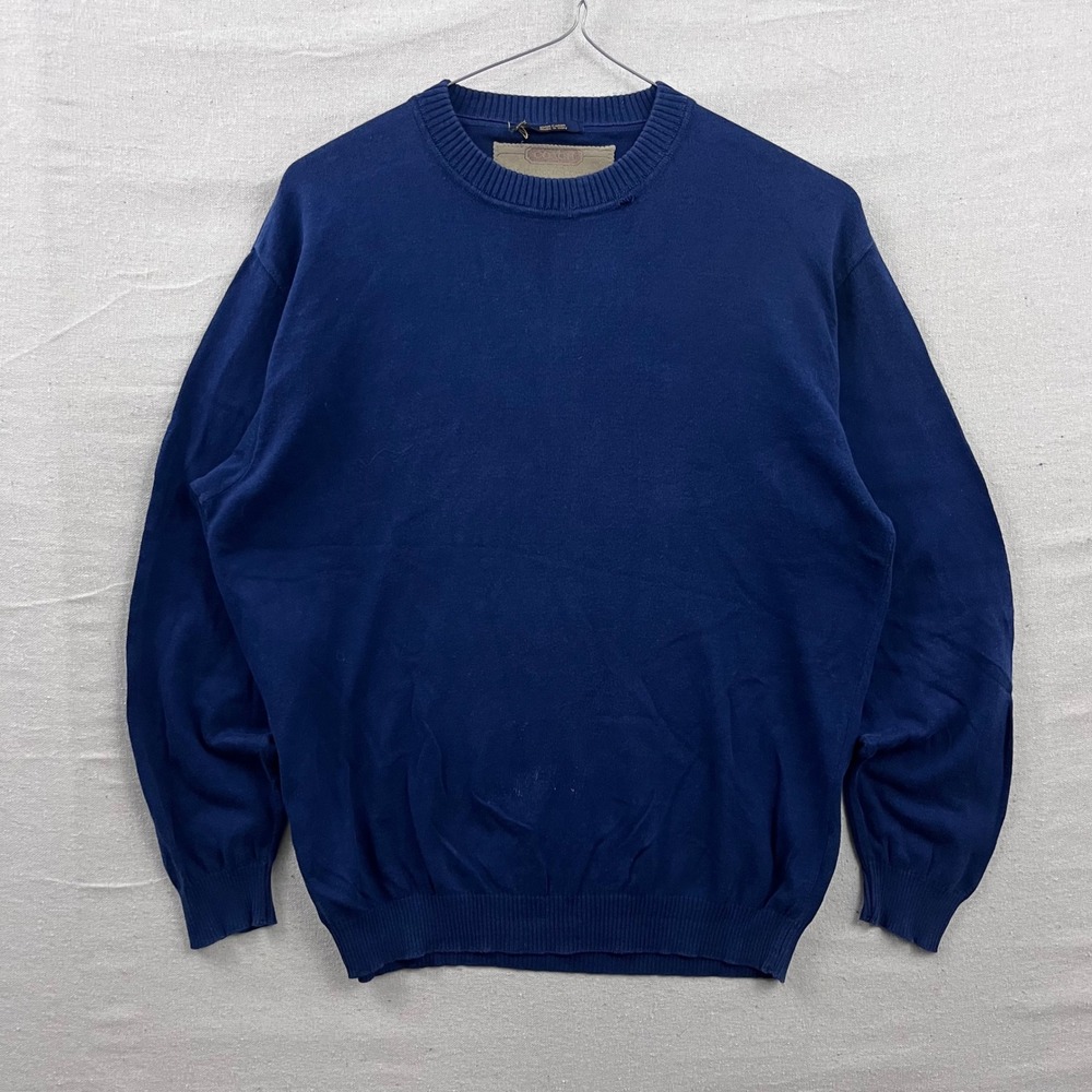 Coach Crewneck Sweater Mens S Navy Blue 100% Cotton Made in Italy Fine‎ Knit